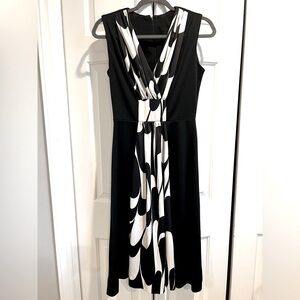 Vintage Dress: Classic Black & White- Sleeveless - Long back Zip